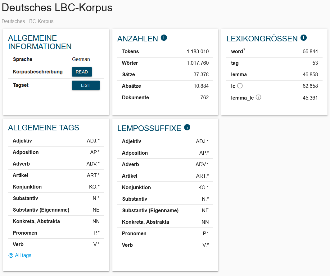 Informationen zum Korpus LBC-Deutsch.